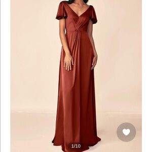 Azazie Bridesmaid Terracotta Soren Satin Dress